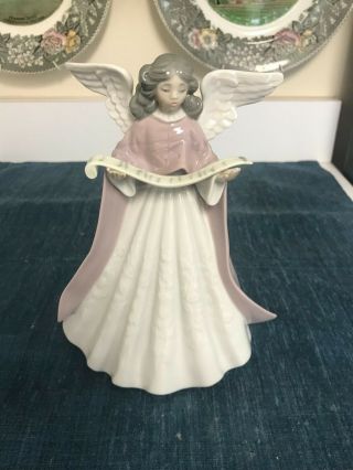 Retired 7 1/4 " Lladro 5831 Pink Angel Figurine Tree Topper Glazed