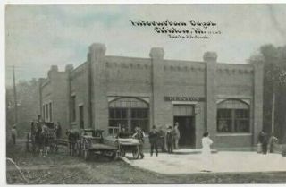 Clinton,  Illinois - Interurban Depot.  Traction Station 1910.  People,  Wagons