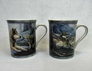 Bradford Exchange Wolf Mugs set spirit of the pack 1st 2nd issue coffiee cups 4