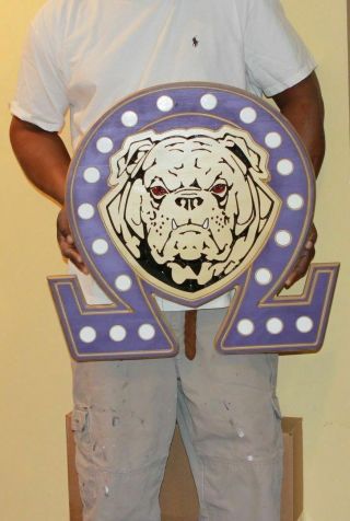 Omega Psi Phi Fraternity Carved Dawg Head - 24 " (inch) (painted)