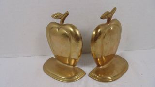 Vintage Brass Apple Bookends Book Ends Teacher Gift Unique Brassware