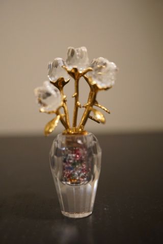 Swarovski Crystal Vintage Vase With Roses Gold Detail Figurine 675655