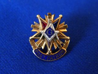 Vtg.  Blue Lodge / Eastern Star 10k Gold Pin Past Patron