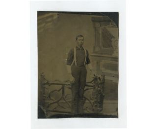 Tintype Studio Portrait Man W/ Pinstripe Pants Tinted