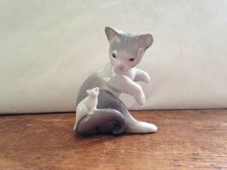 Vintage Lladro Cat And Mouse Figurine 5236 Hand Made In Spain Retired