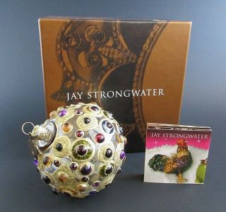 Jay Strongwater Glass Ball Ornament W/ Swarovski Crystals -