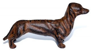 Vintage Heavy Cast Iron Small Dachshund Dog Sculpture Figurine Paperweight Decor