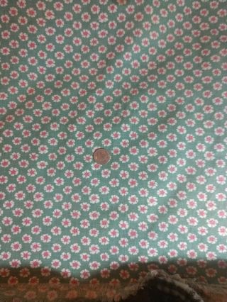 Vintage Feedsack Feed Sack Fabric Green,  Pink,  White Floral