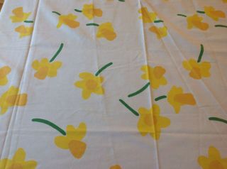 Vintage Colorful Floral Print Cotton Tablecloth,  Yellow Daffodils,  58 X 83 "