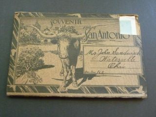 Vintage Souvenir Postcard Folder San Antonio Texas Belles,  Mission,  Depot