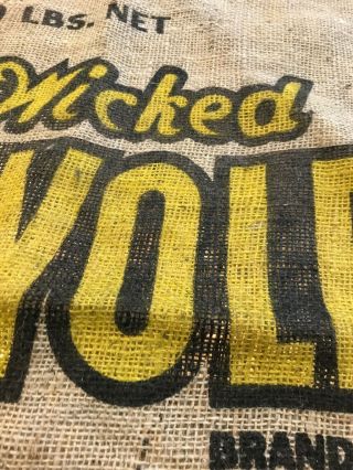 Vintage Wicked Wolf Burlap Potato Sack 100 pounds 3