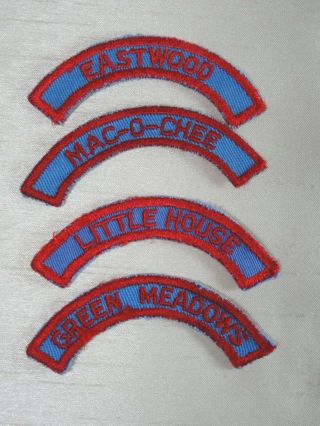 4 Assorted Girl Scouts Sew - On Rocker Troop Patches,  Eastwood,  Green Meadows,  Etc