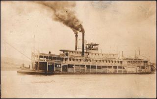 Riverboat Paddleboat " Ohio " Boat Rppc Real Photo Postcard C.  1909 Minden Wv