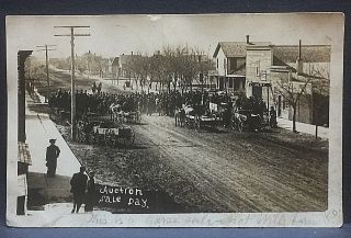1908 Real Photo Postcard.  Milford,  Iowa,  Day.  Downtown Event
