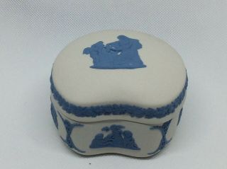 Wedgwood Jasperware Blue On White Trinket Box
