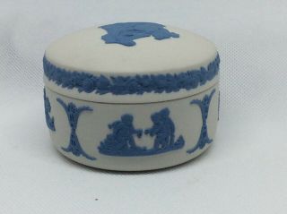 Wedgwood Jasperware Blue On White Trinket Box 2
