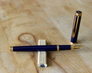 Waterman Gentleman Blue Lacquer & Gold Fountain Pen 18k Nib