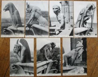 Notre Dame Cathedral Gargoyles - Paris,  France Seven 1910 Postcards