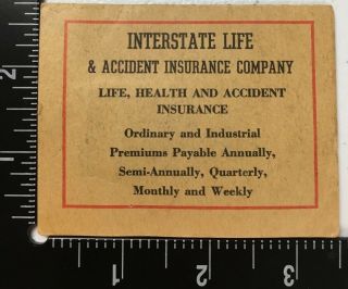 Interstate Life & Accident Insurance Co Chattanooga TN Advertisement w/needles 2