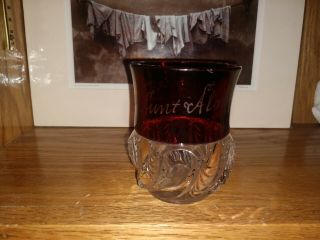 1893 World ' s Fair Memorabilia Ruby Red Flash Glass Souvenir Vase Aunt Almira 4 