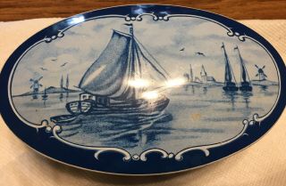 Vintage “dutch Copenhagen”ships Blue&white Tin W/fitted Lid Made In West Germany