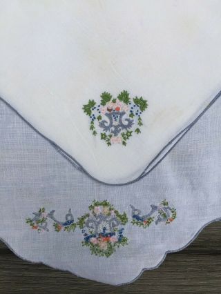 Floral Embroidered Vintage Linen Placemat And Napkin Set Service For 8