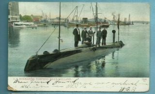 Holland,  Pa/ U.  S.  Submarine Torpedo Boat/ Men Standing On Submarine/postcard