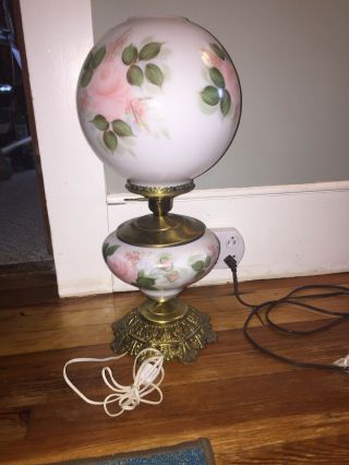 Gone With The Wind 3 - Way Hurricane Lamp Hand Painted And Signed By Jan Curtis