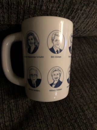 Fishs Eddy Democratic Party Coffe Mug W/12 Faces Including The Clintons & Obama