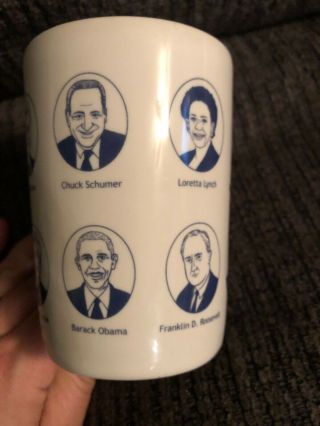 Fishs Eddy Democratic Party coffe mug w/12 faces including the Clintons & Obama 2