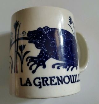 Vintage Taylor & Ng La Grenouille Frog Coffee Mug Cobalt Blue Cup 1978 Japan Fly