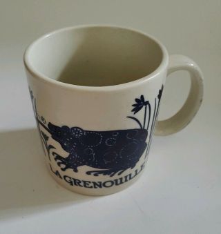Vintage Taylor & Ng La Grenouille Frog Coffee Mug Cobalt Blue Cup 1978 Japan Fly 2