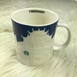 Starbucks Chengdu China Blue Relief City Series Mug 16oz