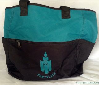 Vtg Partylite Tote Bag Case 14 " X 14 " X 7 " Pockets Inside & Out Canvas Fr Shp