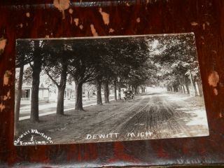 Dewitt Mi - 1914 Real Photo Postcard - Street View - Lansing Area