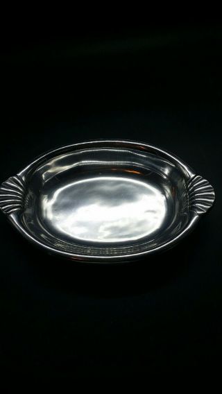 Wilton Armetale Pewter Oval Serving Bowl 356415 Scallop Handled Pattern Shell