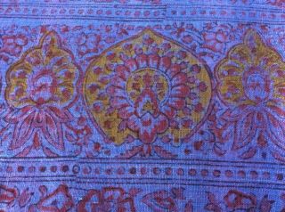 Vintage 70’s Hippie Hand Printed Indian Cotton Bed Cover/tablecloth.  Purple