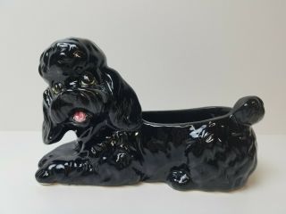 Vintage E.  O.  Brody Ceramic French Poodle Planter Black Japan
