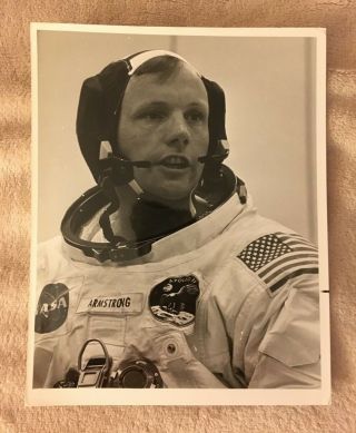 Neil Armstrong Vintage Glossy Black & White Photo Apollo 11 Launch Day