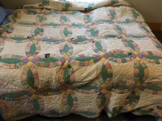 Large Antique Handmade Cotton Quilt 79 Inches By 77 Inches