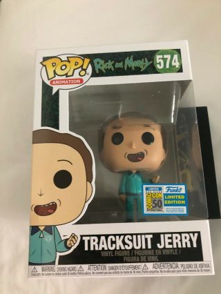 2019 Sdcc Funko Pop Rick And Morty Tracksuit Jerry Official Comic Con In Hand