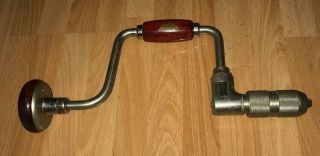 Vintage Miller Falls Brace Hand Drill Ratcheting Wood Handle Made Usa 732a - 10 In