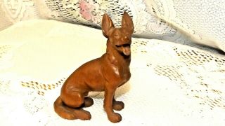 Vintage Solid Wood Carved German Shepherd Figurine / 2 1/2 X 4 " High