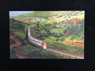 A Fine 1954 Linen Santa Fe Railway Streamliner Train Pc Raton Pass Mexico Nm