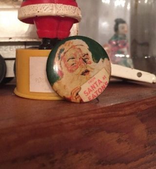 Vintage Santa Claus At Eaton’s Christmas Advertising Celluloid Pin Back Button