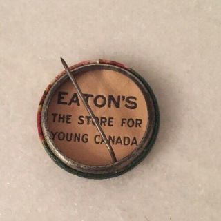 Vintage Santa Claus At Eaton’s Christmas Advertising Celluloid Pin Back Button 3