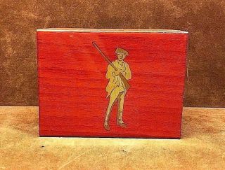 Wooden Music Box 4 " X 3 " Plays Yankee Doodle Made In Italy