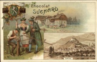 Swiss Chocolate Chocolat Suchard Graz Blacksmith On Scythe C1900 Pc
