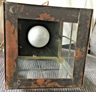 VINTAGE ANTIQUE COPPER & BRASS WITH GLASS PANELS ELECTRIC HANGING LANTERN 6