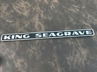 Vintage King Seagrave Fire Truck Emblem Name Plate,  21 " Long,  Fire Fighter